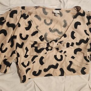 Beige and Black Patterned Top